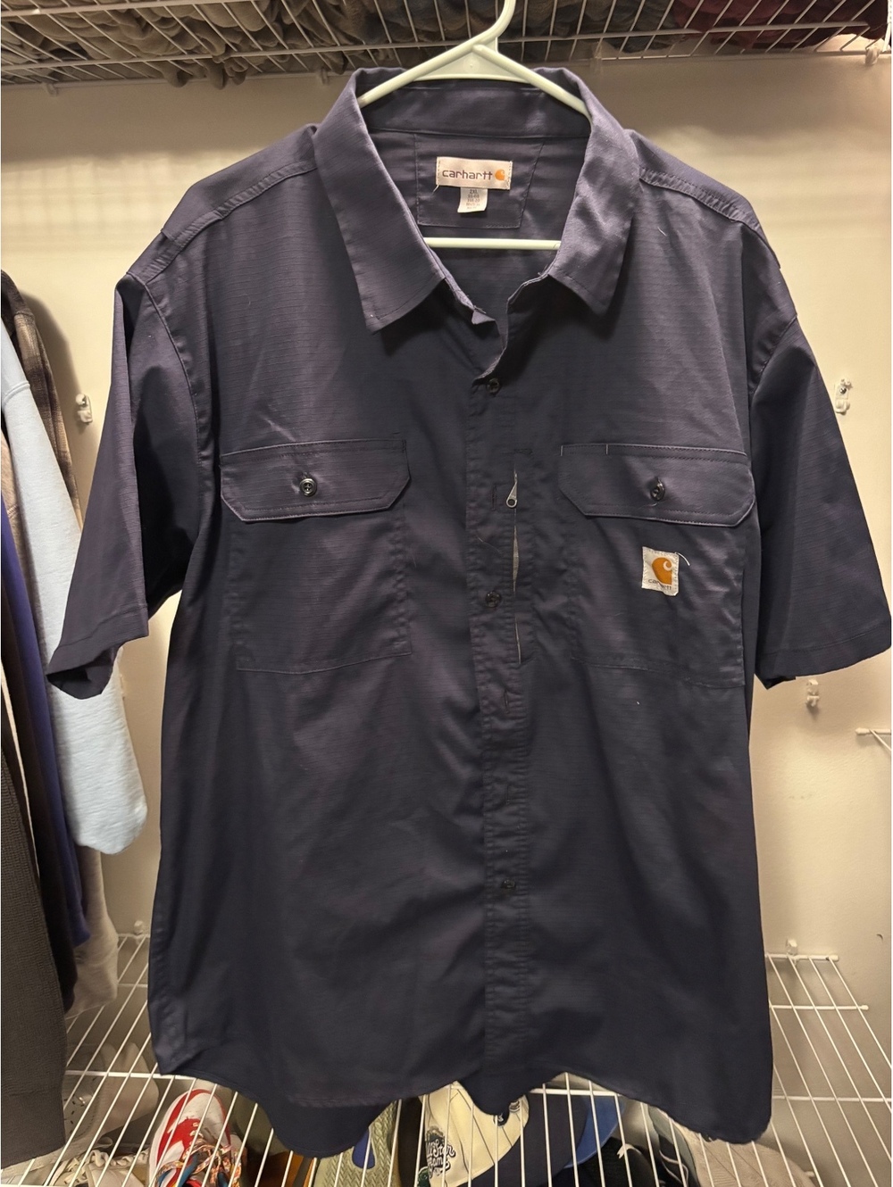 Carhartt Men's Short Sleeve Work Shirt 2XL Navy Blue